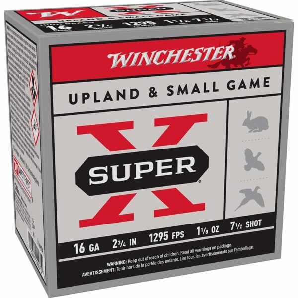 Winchester Super-X High-Brass Shotshells 16 ga 2-3/4″ 1-1/8 oz 1295 fps #7.5 25/ct
