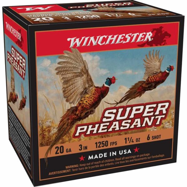 Winchester Super-X Super Pheasant Shotshells 20 ga 3″ 1-1/4 oz 1250 fps #6 25/ct