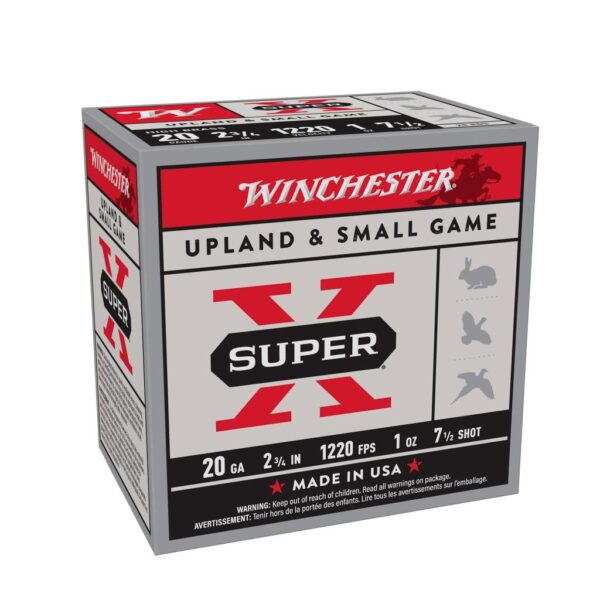 Winchester Super-X High-Brass Shotshells 20 ga 2-3/4″ 1 oz 1220 fps #7.5 25/ct