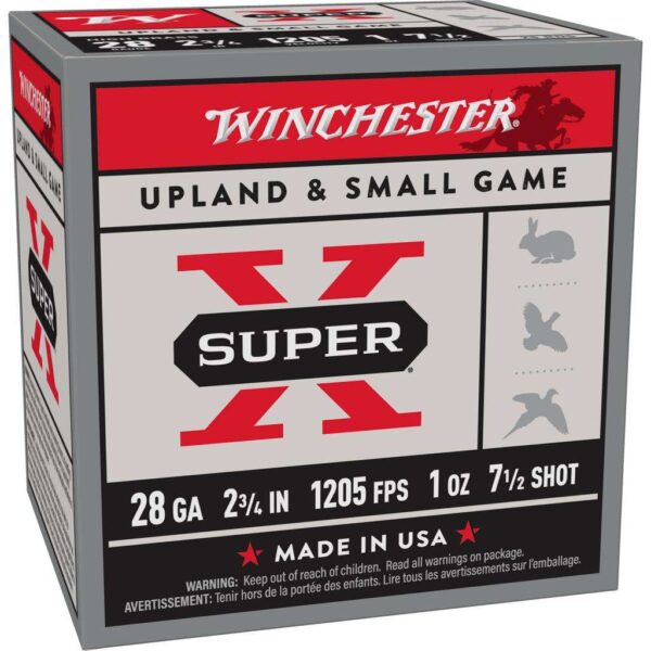 Winchester Super-X Game Shotshells 28 ga 2-3/4″ 1 oz 1205 fps #7.5 25/ct