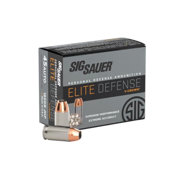 Sig Sauer Sig Elite V-Crown Handgun Ammunition .45 Acp .45 ACP 185gr JHP 20-Round Box