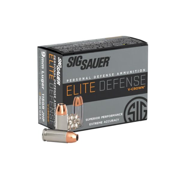 Sig Sauer Sig Elite V-Crown Handgun Ammunition 9Mm Luger 9mm Luger 115gr JHP 20-Round Box