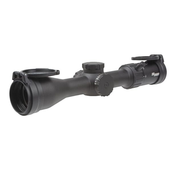 Sig Sauer Whiskey 4 Low Profile Rifle Scope 3-12×44 30mm SFP Quadplex non-Illum Capped 0.25 MOA – Black