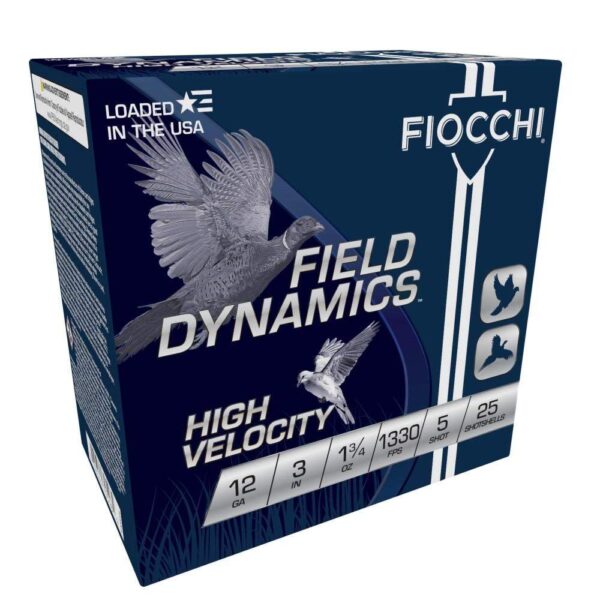 Fiocchi High-Velocity Hunting Load 12 ga 3″ MAX 1 3/4 oz #5 1330 fps – 25/box