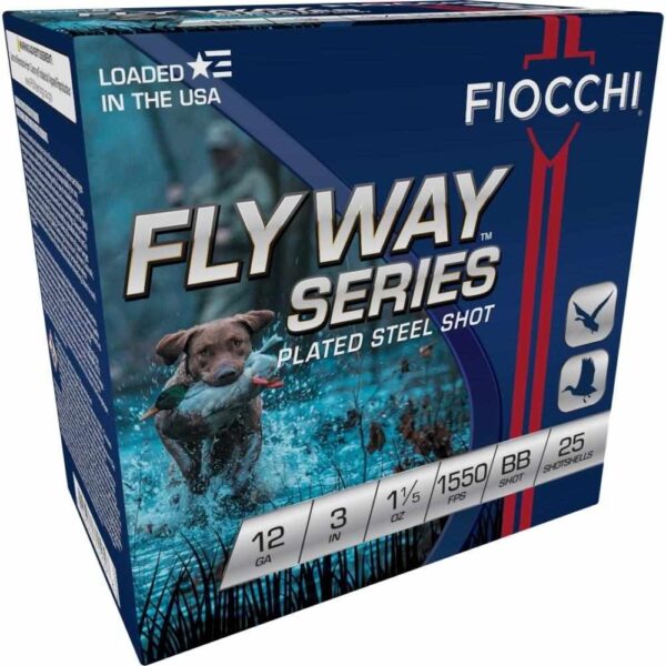 Fiocchi Flyway Steel Shotshells 12ga 3″ 1 1/5oz 1550fps #BB 25/ct