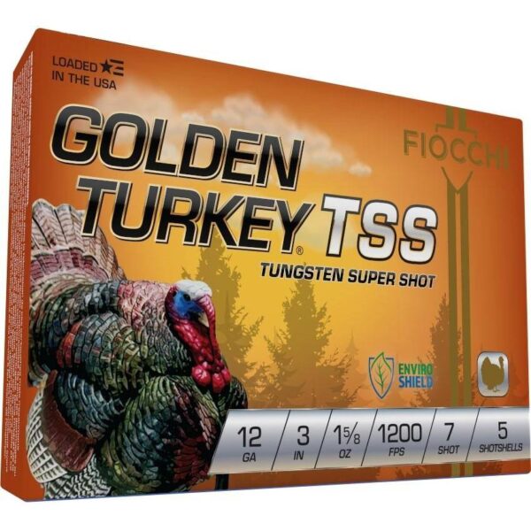Fiocchi Golden Turkey Tungsten TSS Shotshells 12ga 3″ 1-5/8oz 1200 fps #7 5/ct