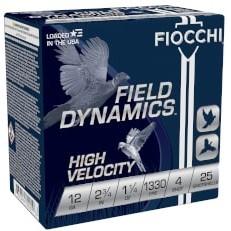 Fiocchi High Velocity Shotshells 12ga 2-3/4″ 1 -1/4oz 1330 fps #4 25/ct