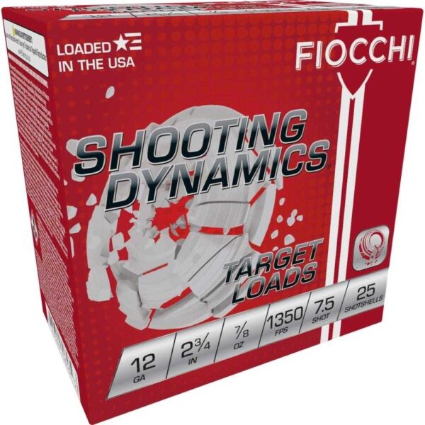 Fiocchi Shooting Dynamics Shotshells 12 ga 2-3/4″ 7/8oz 1350 fps #7.5 25/ct
