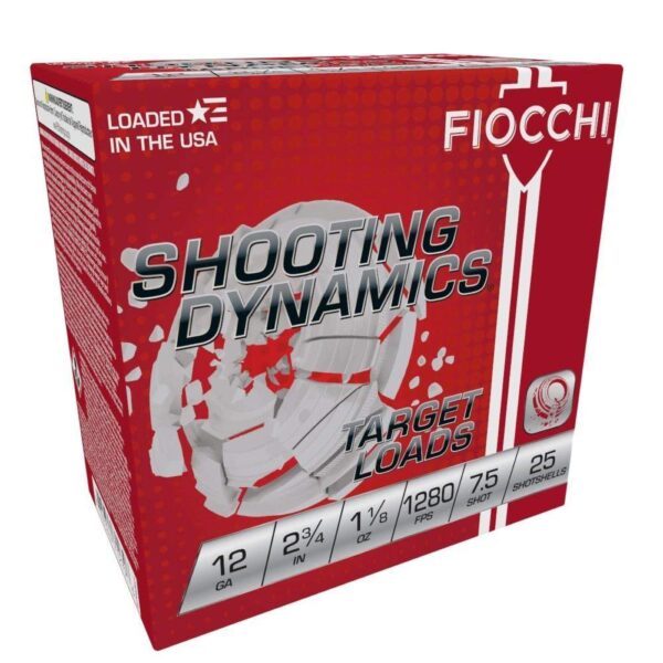 Fiocchi Shooting Dynamics Shotshells 12 ga 2-3/4″ 1-1/8oz 1280 fps #7.5 25/ct