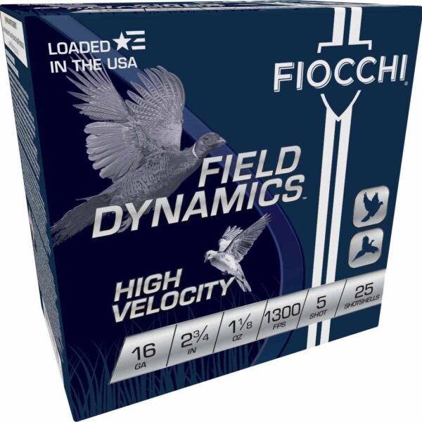 Fiocchi High Velocity Shotshells 16ga 2-3/4″ 1-1/8oz 1300fps #5 25/ct
