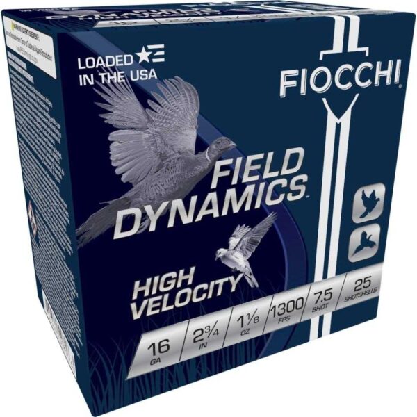 Fiocchi High Velocity Shotshells 16ga 2-3/4″ 1-1/8oz #7.5 Hi Velocity 25/ct