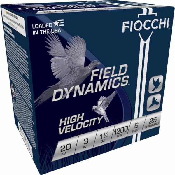 Fiocchi Field Dynamics Shotshells 20 ga 3″ 1-1/4oz 1200fps #6 25/ct