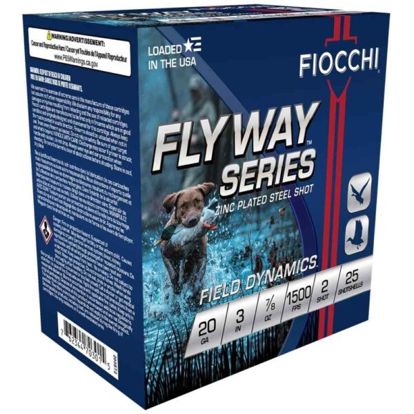 Fiocchi Flyway Steel Shotshells 20 ga 3″ 7/8oz 1500 fps #2 25/ct