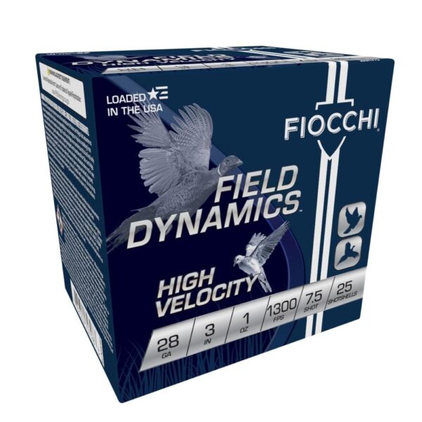 Fiocchi High Velocity Shotshells 28 ga 3″ 1 oz 1300 fps #7.5 25/ct