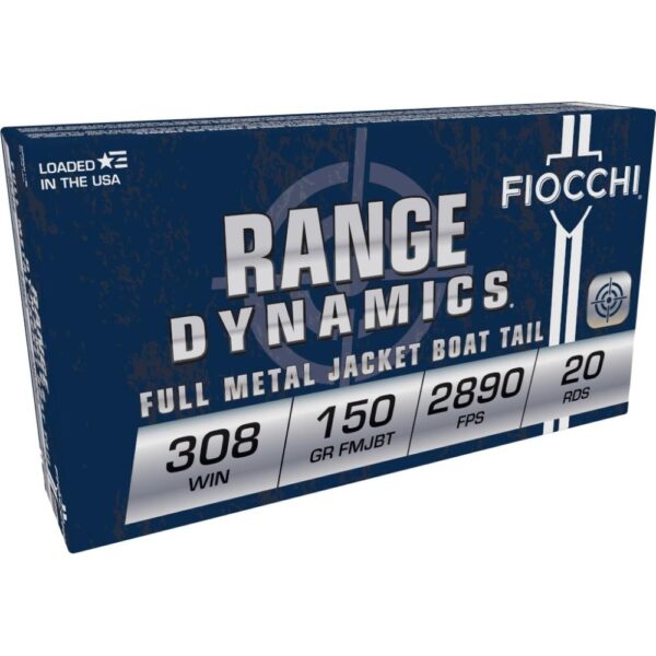 Fiocchi Rifle Shooting Dynamics Rifle Ammunition .308 Win 150 gr FMJ 2890 fps – 20/box