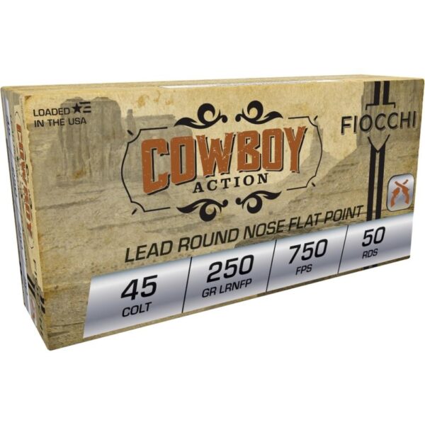 Fiocchi Cowboy Action .45 LC 250 gr Lead RNFP Handgun Ammo – 50/ct