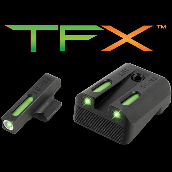 Truglo TFX Tritium/Fiber-Optic Day/Night Sights Fits Kimber 1911 Models with Fixed Rear Sight – White Outline Front/Green Rear