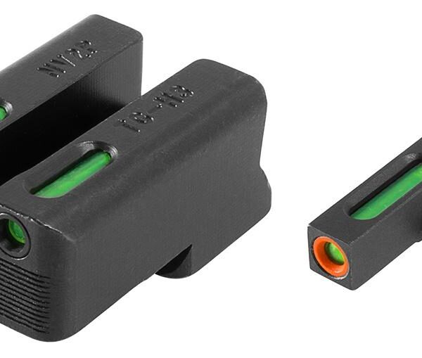 Truglo TFX Pro Tritium/Fiber-Optic Day/Night Sights Fit Novak LoMount cut .260 front / .500 rear – Orange Outline Front/Rear Green