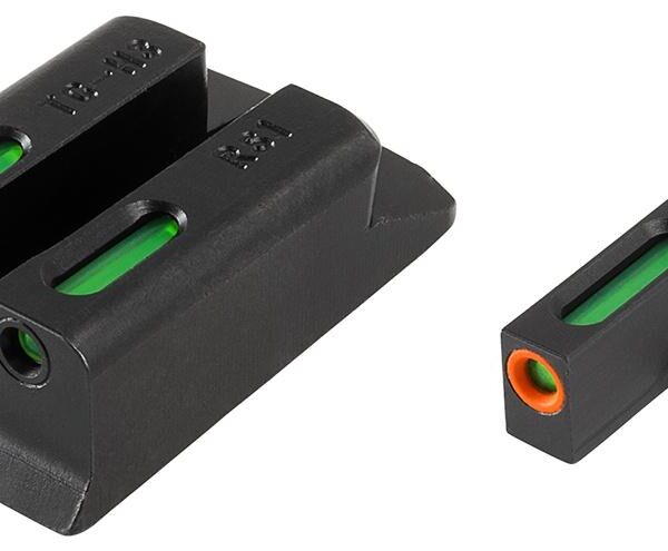 Truglo TFX Pro Tritium/Fiber-Optic Day/Night Sights Fit Ruger SR9|Ruger SR9C|Ruger SR40|Ruger SR40C|Ruger SR45 – Orange Outline Front/Rear Green