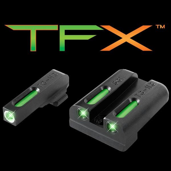 Truglo TFX Tritium/Fiber-Optic Day/Night Sights – SIG #8 #8 Set – White Outline Front/Rear Green