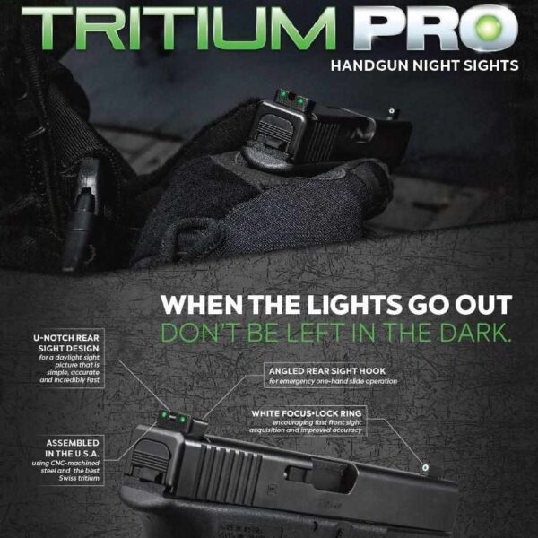 Truglo Tritium Pro Night Sights Fit Kahr Arms K MK P PM T&TP Models with New Dovetail (Post-2004) – Front Outline White/Rear Green
