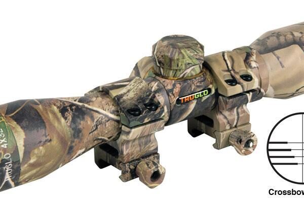 Truglo 4x32mm Compact Crossbow Scope with Weaver Style Rings – Crossbow Reticle Camo