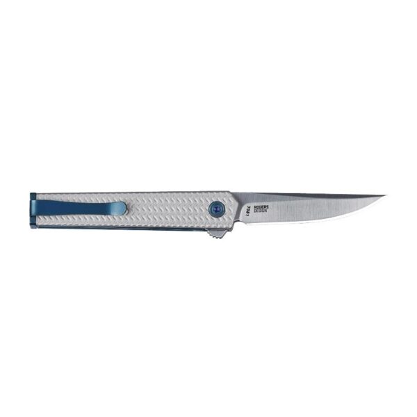 CRKT CEO Microflipper Folding Knife 2-3/8″ Drop Point Blade Silver and Blue