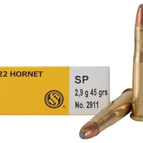 Sellier & Bellot Rifle Ammunition .22 Hornet 45 gr SP 2346 fps – 20/box