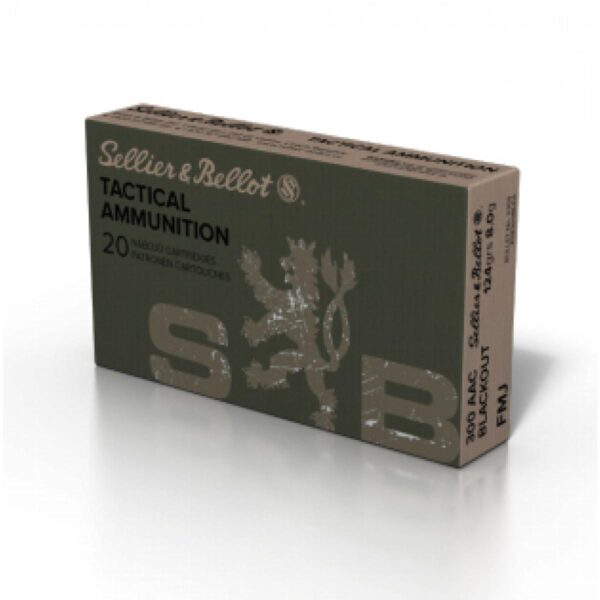 Sellier & Bellot Ammunition .300 AAC Blackout .308″ 124 gr FMJ 2165 fps 20/Bo