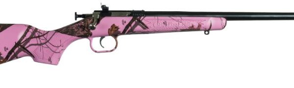 Crickett .22 LR Single Shot Bolt-Action 16.1″ Blued Youth Rifle Pink Blaze