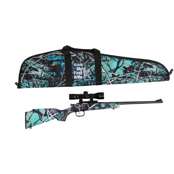 Crickett .22 LR Single Shot Bolt-Action 16.1″ Blued Youth Package Serenity Camo