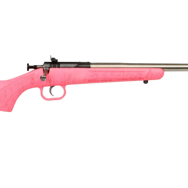 Crickett .22 LR Single Shot Bolt-Action 16.1″ Stainless Youth Rifle Pink