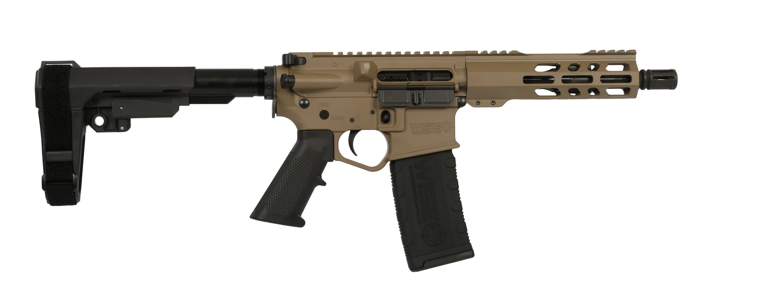 Wise Arms WA-15B .300 Blackout 7.5” FDE AR Pistol SBA3 Brace — Compact Suppressor Host
