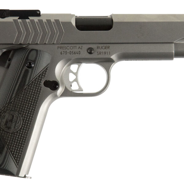 Ruger 6759 SR1911 Target 9mm Luger 9+1 5″ Black Steel Barrel, Low-Glare Stainless Steel Serrated Slide, Low-Glare Stainless Steel Frame w/Beavertail, Deluxe Checkered G10 Grip, Right Hand