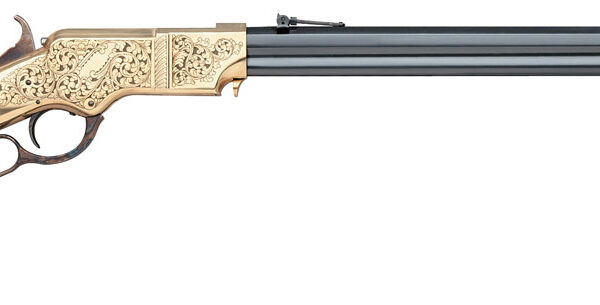 Taylors & Company 550295 1860 Brass Engraved 45 Colt (LC) 13+1 24.25″ Blued Octagon Barrel, Brass Engraved/ Brass Receiver, Walnut/ Wood Stock, Right Hand