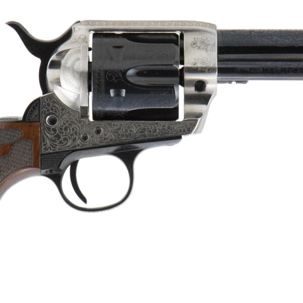 Cimarron PP410LSFW Frontier Pre-War 1896-1940 45 Colt (LC) 6 Shot, 4.75″ Blued Steel Barrel, Blued Cylinder, Old Silver Engraved Steel Frame, Checkered Walnut Grip, Exposed Hammer
