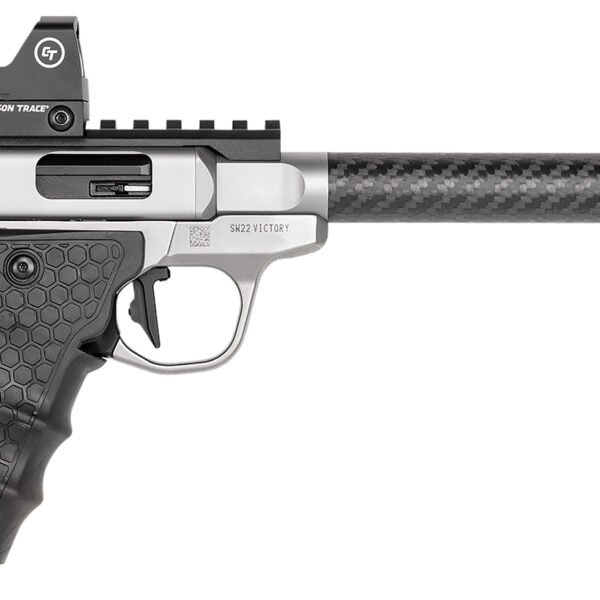 Smith & Wesson 12081 Performance Center Victory Target 22 LR 6″ CF MB 10+1 Stainless Steel Tandemkross Black HiveGrip with Integrated Target Thumb Rest Grip Red Dot