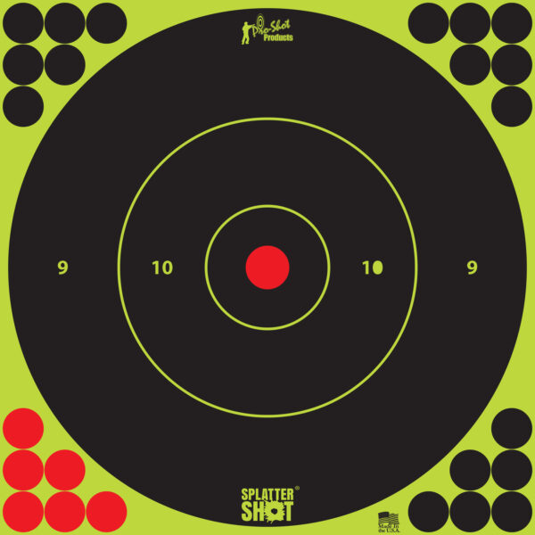 Pro-Shot 12BGREEN5PK SplatterShot  Self-Adhesive Paper Black/Green 12″ Bullseye 5 Pack