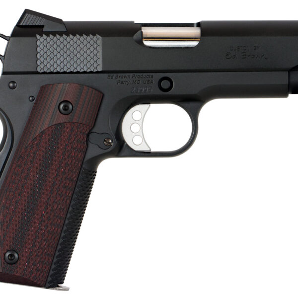 Ed Brown KC18G4 1911 Kobra Carry 45 ACP 7+1 4.25″ Stainless Recessed Crown Barrel, Black Gen4 Snakeskin Serrated Carbon Steel Slide & Frame w/Beavertail, Laminate Wood Grip