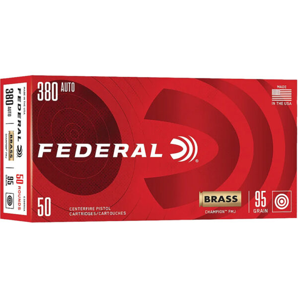 Federal Handgun Ammo 380 Auto 95 gr. FMJ Champion 50 rd.