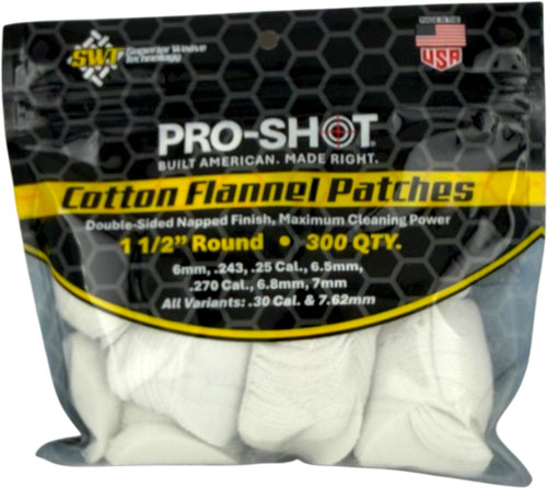 PRO SHOT CLEANING PATCH COTTON – FLANNEL 6MM-.30 1 1/2″ 300CT