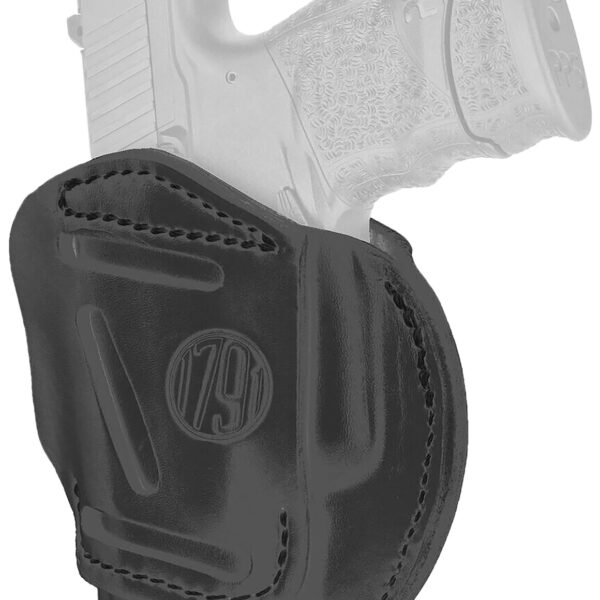 1791 Gunleather 3WH3SBLA 3-Way IWB/OWB Size 03 Stealth Black Leather Belt Loop Compatible w/ Glock 26 Compatible w/ Ruger LC9 Compatible w/ S&W M&P Shield Ambidextrous Hand