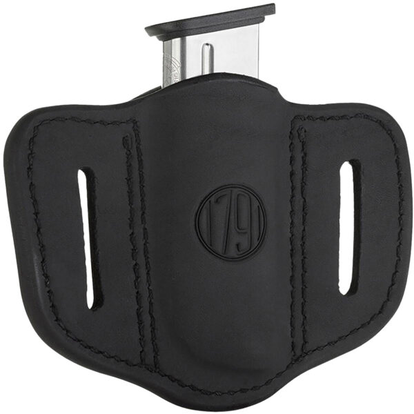 1791 Gunleather MAG11SBLA MAG1.1 Single Mag Holster Stealth Black Leather Belt Slide Compatible w/ Single Stack Ambidextrous