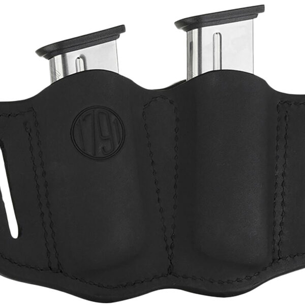 1791 Gunleather MAG21SBLA MAG2.1 Double Mag Holster Stealth Black Leather Belt Slide Belts 1.50″ Wide Compatible w/ Single Stack Ambidextrous