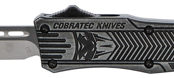 CobraTec Knives SSWCTK1SDNS CTK-1  Small 2.75″ OTF Drop Point Plain D2 Steel Blade/Black Stonewashed Aluminum Handle Features Glass Breaker Includes Pocket Clip