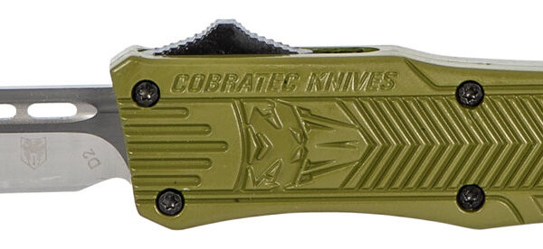 CobraTec Knives SODCTK1SDNS CTK-1 Small 2.75″ OTF Drop Point Plain D2 Steel Blade/OD Green Aluminum Handle Features Glass Breaker Includes Pocket Clip