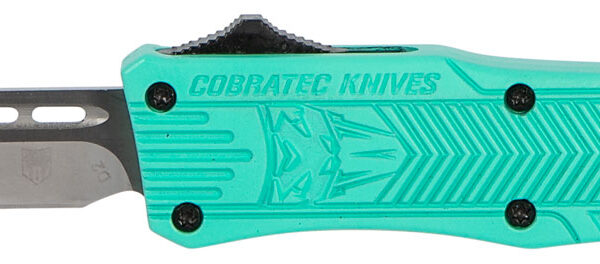 CobraTec Knives STFCTK1STNS CTK-1  Small 2.75″ OTF Tanto Plain D2 Steel Blade/Tiffany Blue Aluminum Handle Features Glass Breaker Includes Pocket Clip