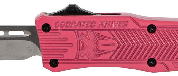 CobraTec Knives SPKCTK1SDNS CTK-1  Small 2.75″ OTF Drop Point Plain D2 Steel Blade/Pink Aluminum Handle Features Glass Breaker Includes Pocket Clip