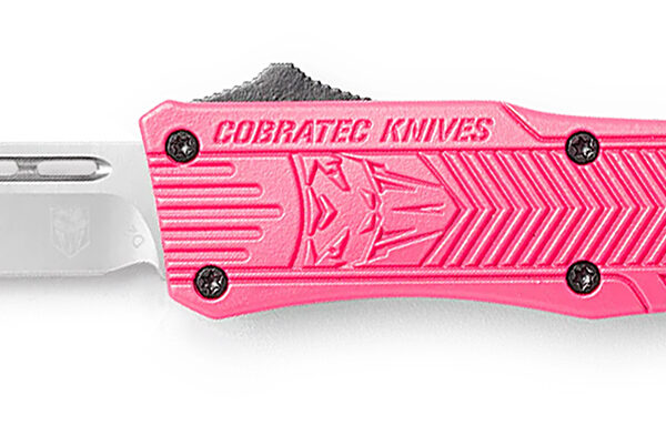 CobraTec Knives SPKCTK1STNS CTK-1  Small 2.75″ OTF Tanto Plain D2 Steel Blade/Pink Aluminum Handle Features Glass Breaker Includes Pocket Clip