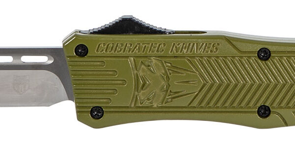 CobraTec Knives MODCTK1MTNS CTK-1  Medium 3″ OTF Tanto Plain D2 Steel Blade/OD Green Aluminum Handle Features Glass Breaker Includes Pocket Clip